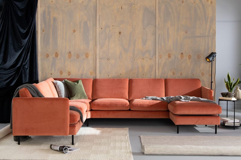 Teodin Hörnsoffa med Divan Höger Sammet - Rosa - Möbler - Soffa - Hörnsoffa - Hörnsoffa med divan