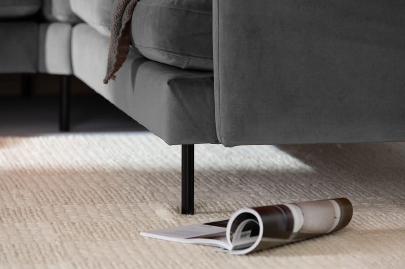 Teodin Hörnsoffa med Divan Vänster Sammet - Ljusgrå - Möbler - Soffa - Hörnsoffa - Hörnsoffa med divan