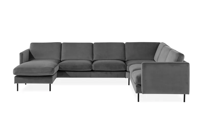 Teodin Hörnsoffa med Divan Vänster Sammet, Ljusgrå