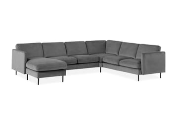 Teodin Hörnsoffa med Divan Vänster Sammet - Ljusgrå - Möbler - Soffa - Hörnsoffa - Hörnsoffa med divan
