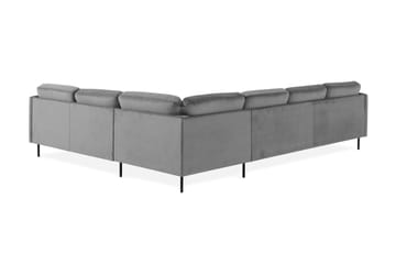 Teodin Hörnsoffa med Divan Vänster Sammet - Ljusgrå - Möbler - Soffa - Hörnsoffa - Hörnsoffa med divan