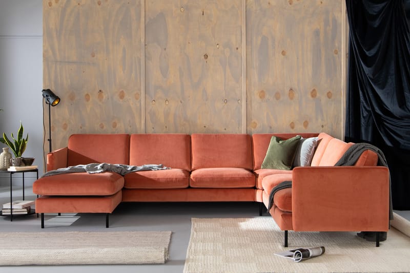 Teodin Hörnsoffa med Divan Vänster Sammet - Rosa - Möbler - Soffa - Hörnsoffa - Hörnsoffa med divan