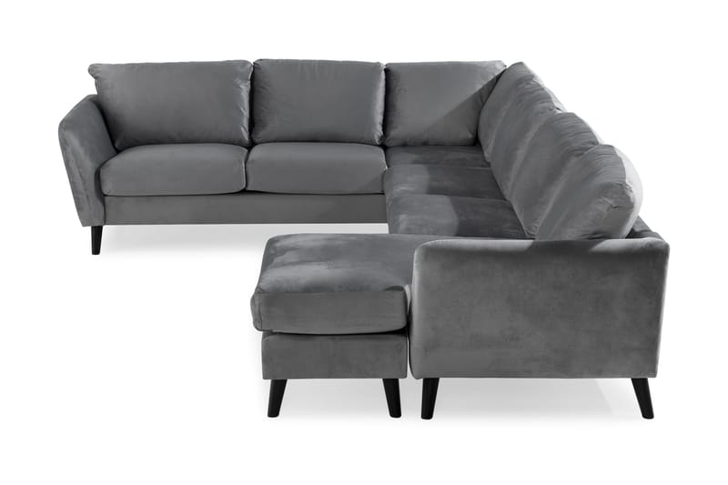 Trend 5-sits Högervänd L-formad Hörnsoffa i Sammet - Ljusgrå - Möbler - Soffa - Hörnsoffa