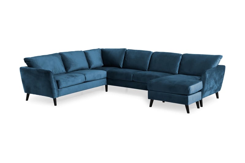 Trend 5-sits Högervänd L-formad Hörnsoffa med Divan i Sammet - Blå - Möbler - Soffa - Hörnsoffa - Hörnsoffa med divan
