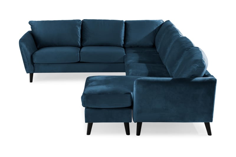 Trend 5-sits Högervänd L-formad Hörnsoffa med Divan i Sammet - Blå - Möbler - Soffa - Hörnsoffa - Hörnsoffa med divan