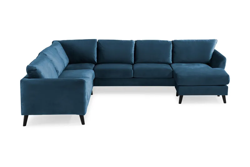Trend 5-sits Högervänd L-formad Hörnsoffa med Divan i Sammet - Blå - Möbler - Soffa - Hörnsoffa - Hörnsoffa med divan