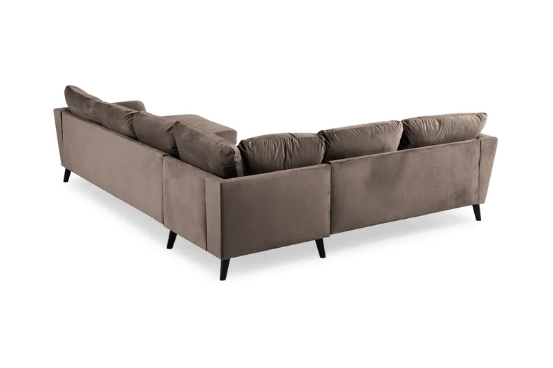 Trend 5-sits Högervänd L-formad Hörnsoffa med Divan i Sammet - Brun - Möbler - Soffa - Hörnsoffa - Hörnsoffa med divan