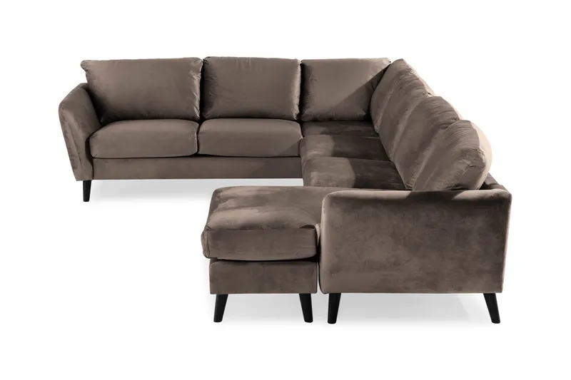 Trend 5-sits Högervänd L-formad Hörnsoffa med Divan i Sammet - Brun - Möbler - Soffa - Hörnsoffa - Hörnsoffa med divan