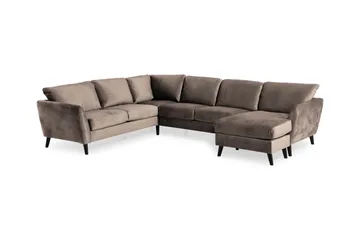 Trend 5-sits Högervänd L-formad Hörnsoffa med Divan i Sammet - Brun - Möbler - Soffa - Hörnsoffa - Hörnsoffa med divan