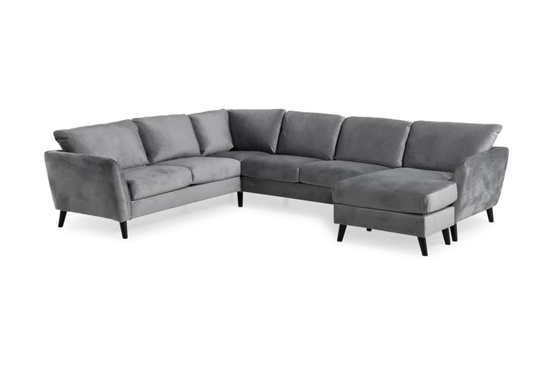 Trend 5-sits Högervänd L-formad Hörnsoffa med Divan i Sammet - Ljusgrå - Möbler - Soffa - Hörnsoffa - Hörnsoffa med divan