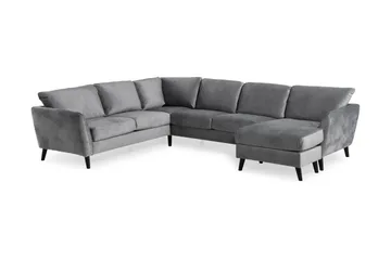 Trend 5-sits Högervänd L-formad Hörnsoffa med Divan i Sammet - Ljusgrå - Möbler - Soffa - Hörnsoffa - Hörnsoffa med divan