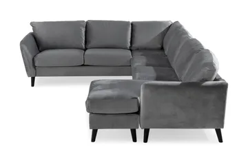Trend 5-sits Högervänd L-formad Hörnsoffa med Divan i Sammet - Ljusgrå - Möbler - Soffa - Hörnsoffa - Hörnsoffa med divan
