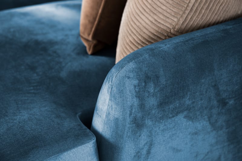 Trend 5-sits Vänstervänd U-formad Hörnsoffa med divan i Sammet - Blå - Möbler - Soffa - Hörnsoffa