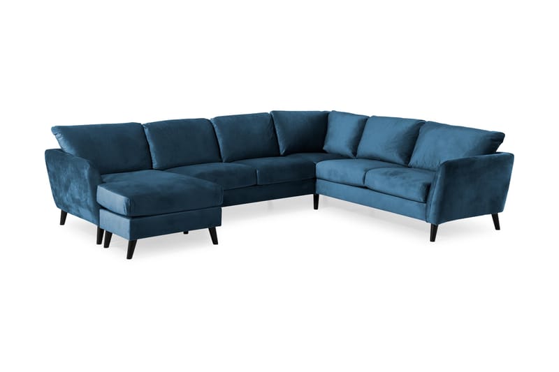 Trend 5-sits Vänstervänd U-formad Hörnsoffa med divan i Sammet - Blå - Möbler - Soffa - Hörnsoffa