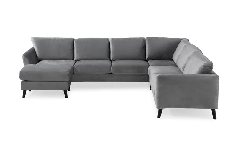 Trend 5-sits Vänstervänd U-formad Hörnsoffa med divan i Sammet - Ljusgrå - Möbler - Soffa - Hörnsoffa - Hörnsoffa med divan