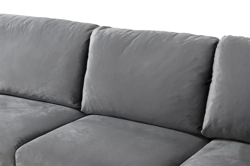 Trend 5-sits Vänstervänd U-formad Hörnsoffa med divan i Sammet - Ljusgrå - Möbler - Soffa - Hörnsoffa - Hörnsoffa med divan