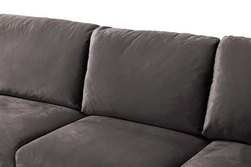 Trend 5-sits Vänstervänd U-formad Hörnsoffa med divan i Sammet - Mörkgrå - Möbler - Soffa - Hörnsoffa - Hörnsoffa med divan