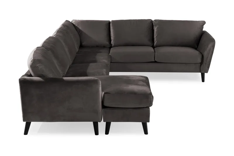 Trend 5-sits Vänstervänd U-formad Hörnsoffa med divan i Sammet - Mörkgrå - Möbler - Soffa - Hörnsoffa - Hörnsoffa med divan