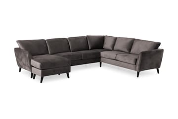 Trend 5-sits Vänstervänd U-formad Hörnsoffa med divan i Sammet - Mörkgrå - Möbler - Soffa - Hörnsoffa - Hörnsoffa med divan