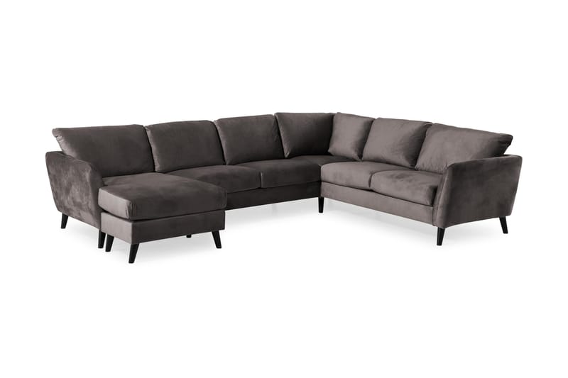 Trend 5-sits Vänstervänd U-formad Hörnsoffa med divan i Sammet - Mörkgrå - Möbler - Soffa - Hörnsoffa - Hörnsoffa med divan