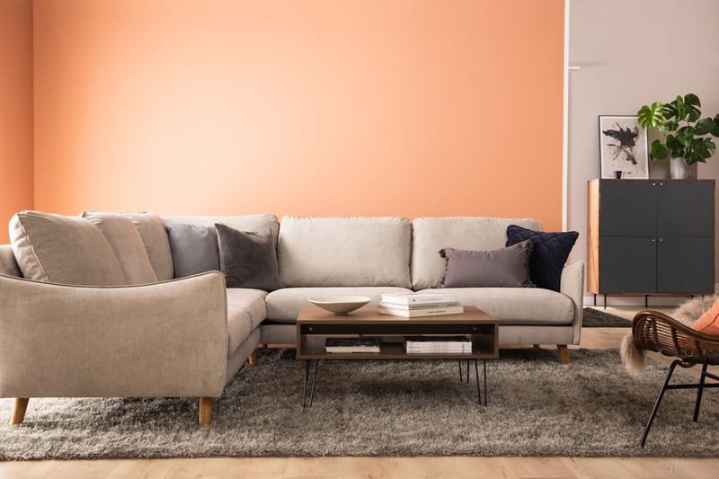 Trend Lyx 6-sits Vändbar L-formad Hörnsoffa i Tyg - Beige - Möbler - Soffa - Hörnsoffa