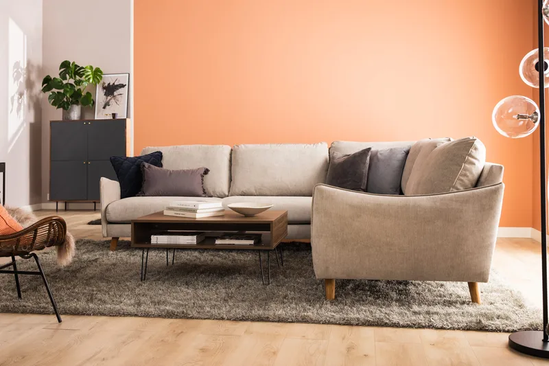Trend Lyx 6-sits Vändbar L-formad Hörnsoffa i Tyg - Beige - Möbler - Soffa - Hörnsoffa
