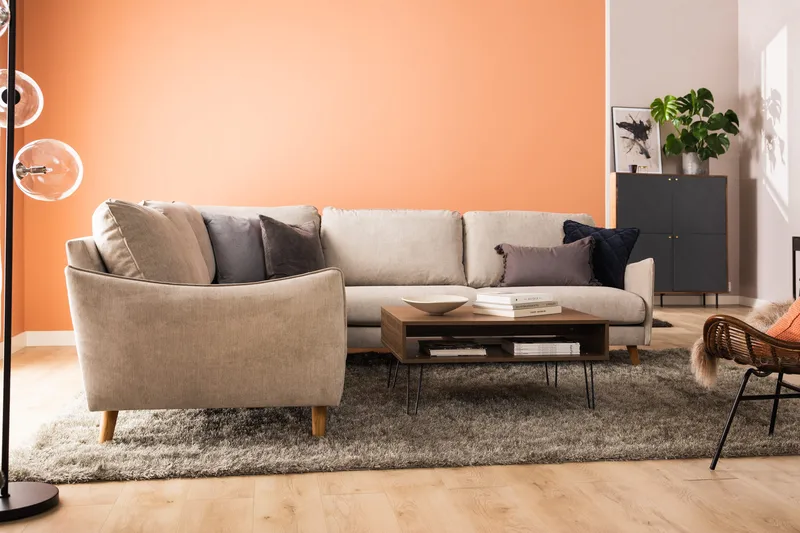 Trend Lyx 6-sits Vändbar L-formad Hörnsoffa i Tyg - Beige - Möbler - Soffa - Hörnsoffa
