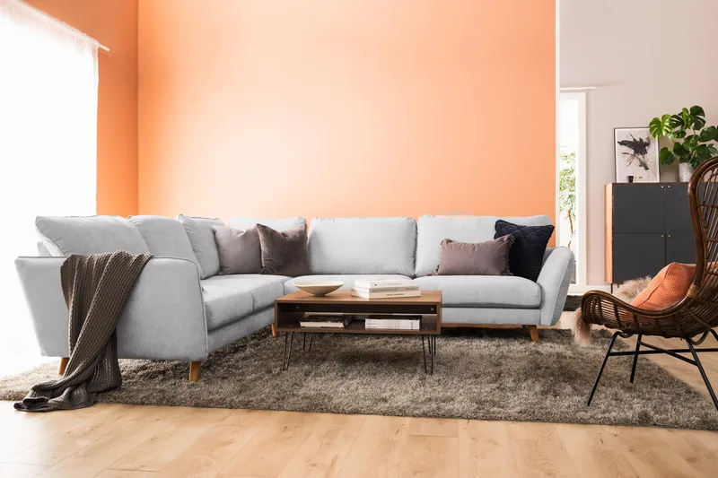 Trend Lyx 6-sits Vändbar L-formad Hörnsoffa i Tyg - Ljusgrå - Möbler - Soffa - Hörnsoffa