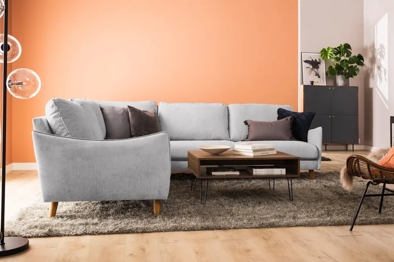 Trend Lyx 6-sits Vändbar L-formad Hörnsoffa i Tyg - Ljusgrå - Möbler - Soffa - Hörnsoffa