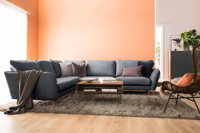 Trend Lyx 6-sits Vändbar L-formad Hörnsoffa i Tyg - Mörkgrå - Möbler - Soffa - Hörnsoffa