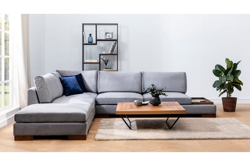 Tulima Soffa med Schäslong m Pall Vänster - Mörkgrå/Natur - Möbler - Soffa - Hörnsoffa