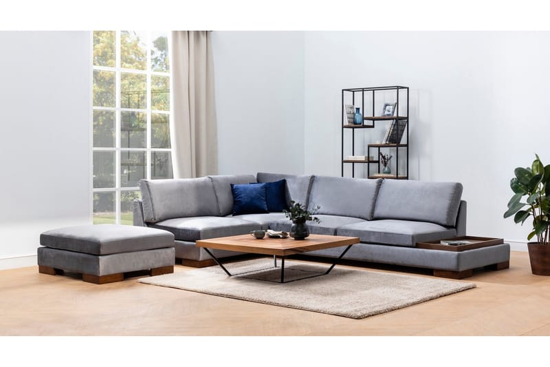 Tulima Soffa med Schäslong m Pall Vänster - Mörkgrå/Natur - Möbler - Soffa - Hörnsoffa