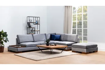 Tulima Soffa med Schäslong m Pall Höger - Mörkgrå/Natur - Möbler - Soffa - Hörnsoffa