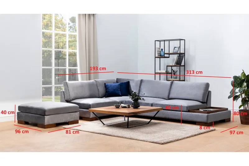 Tulima Soffa med Schäslong Vänster - Mörkgrå/Natur - Möbler - Soffa - Hörnsoffa