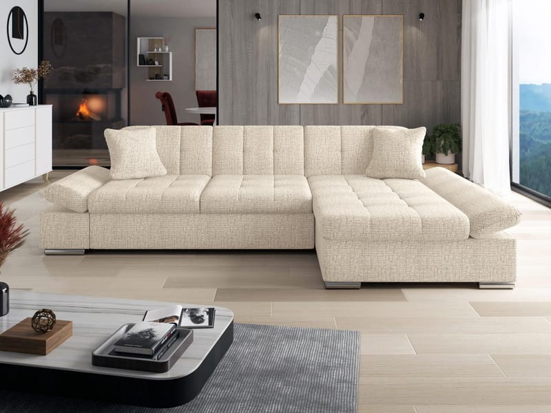 Vananda 4-sits Soffa med Schäslong Höger - Ljusbeige - Möbler - Soffa - Hörnsoffa - Hörnsoffa med divan