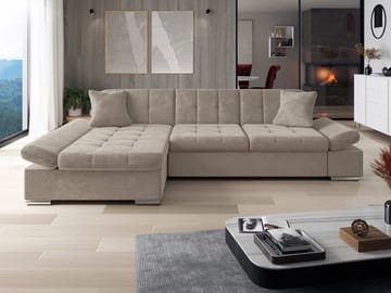 Vananda 4-sits Soffa med Schäslong Vänster - Mörkbeige - Möbler - Soffa - Hörnsoffa - Hörnsoffa med divan