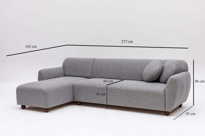 Whitecliffs Divansoffa 3-sits - Grå - Möbler - Soffa - Hörnsoffa