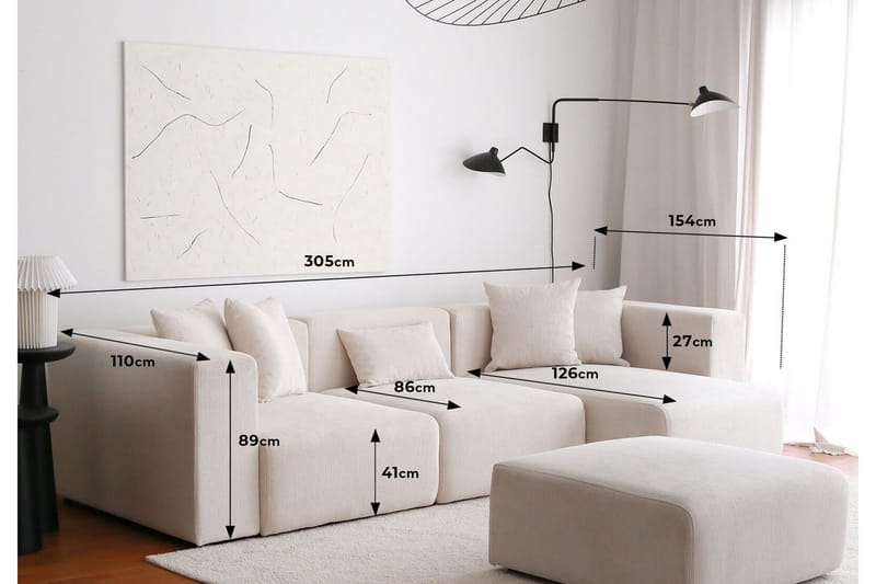 Yolo Hörnsoffa 4-sits - Vit - Möbler - Soffa - Hörnsoffa - Hörnsoffa med divan