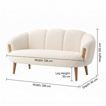 Hafing 2-sits Svängd Soffa i Bouclé med Träben - Offwhite - Möbler - Soffa - 2 sits soffa