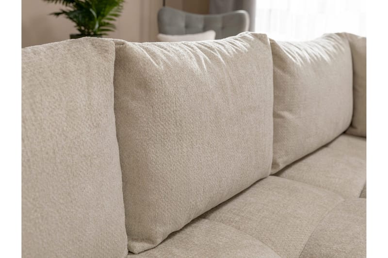 Hardam Bäddsoffa med Schäslong 3-sits i Chenille - Beige - Möbler - Soffa - Bäddsoffa