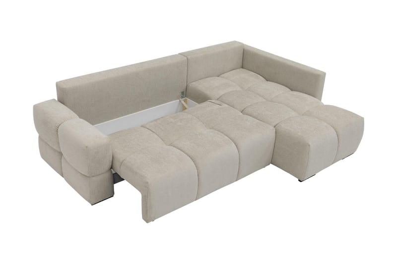 Hardam Bäddsoffa med Schäslong 3-sits i Chenille - Beige - Möbler - Soffa - Bäddsoffa