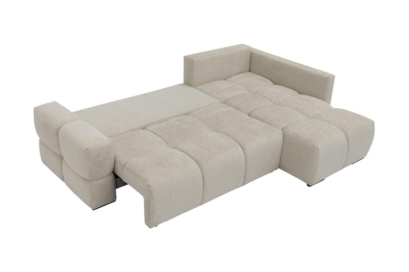 Hardam Bäddsoffa med Schäslong 3-sits i Chenille - Beige - Möbler - Soffa - Bäddsoffa