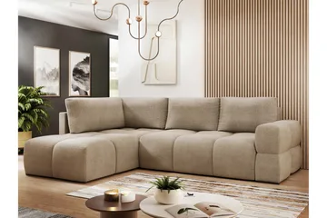 Hardam Bäddsoffa med Schäslong 3-sits i Chenille - Brun - Möbler - Soffa - Bäddsoffa