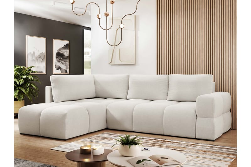 Hardam Bäddsoffa med Schäslong 3-sits i Chenille - Ljusgrå - Möbler - Soffa - Bäddsoffa