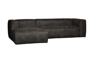Harlow Divansoffa Vänster Äkta Läder - Svart - Möbler - Soffa - Skinnsoffor