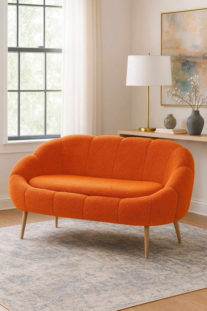 Havel 2-sits Svängd Soffa i Tyg - Orange - Möbler - Soffa - 2 sits soffa