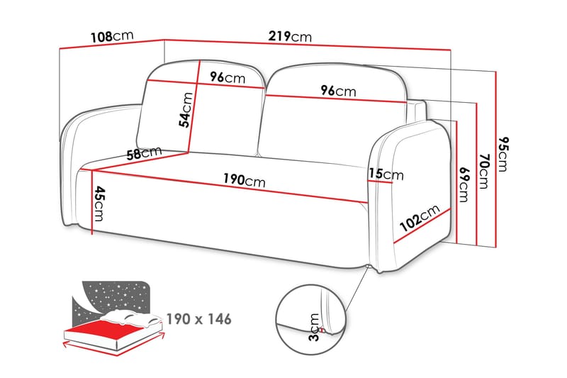 Hemanti Bäddsoffa 2-sits - Blå - Möbler - Soffa - Bäddsoffa