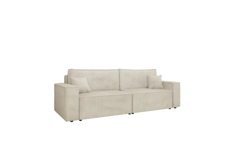 Hobson 3-sits Bäddbar Soffa 245 cm med Förvaring i Manchestertyg, Beige