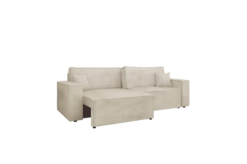 Hobson 3-sits Bäddbar Soffa 245 cm med Förvaring i Manchestertyg, Beige