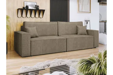 Hobson Bäddsoffa 3-sits i Plysch - Brun - Möbler - Soffa - Bäddsoffa